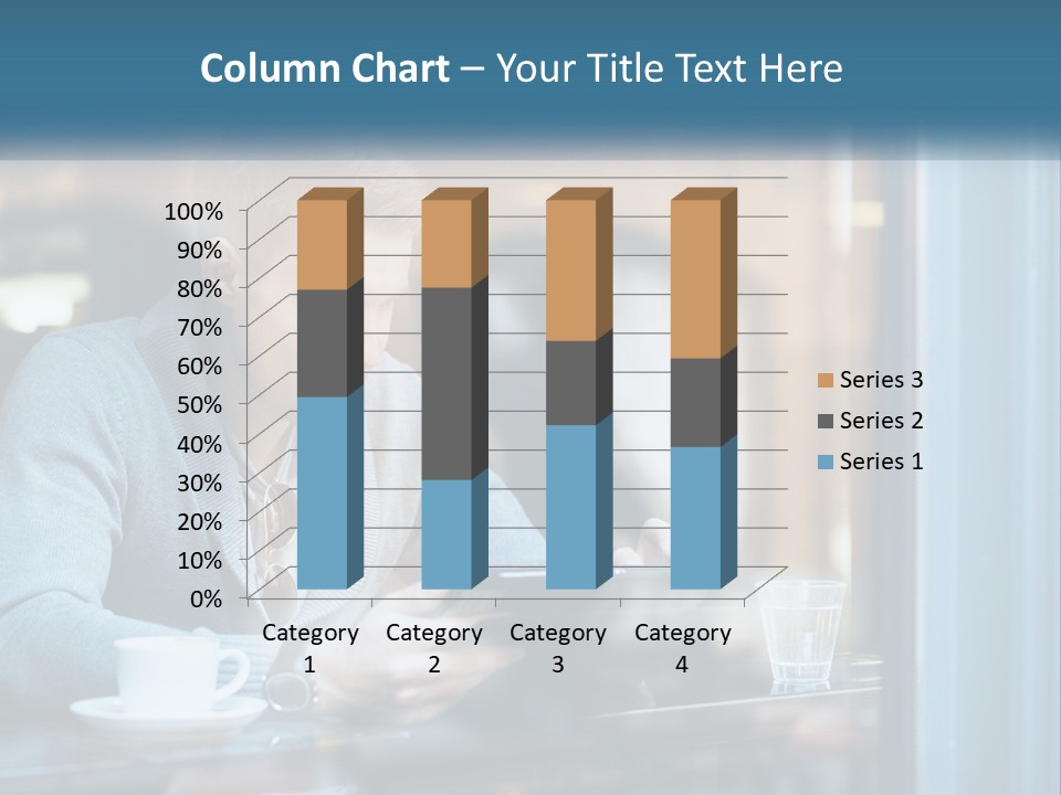 A Man Sitting At A Table Using A Tablet PowerPoint Template
