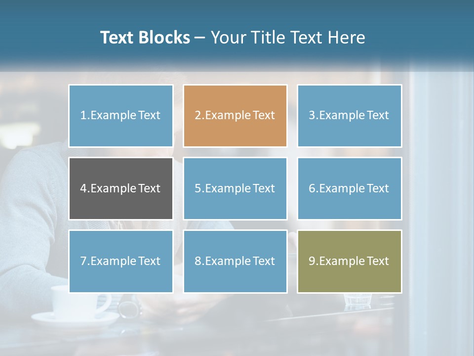 A Man Sitting At A Table Using A Tablet PowerPoint Template