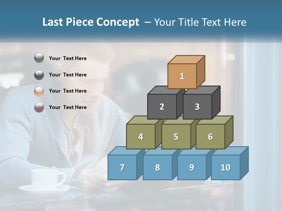 A Man Sitting At A Table Using A Tablet PowerPoint Template