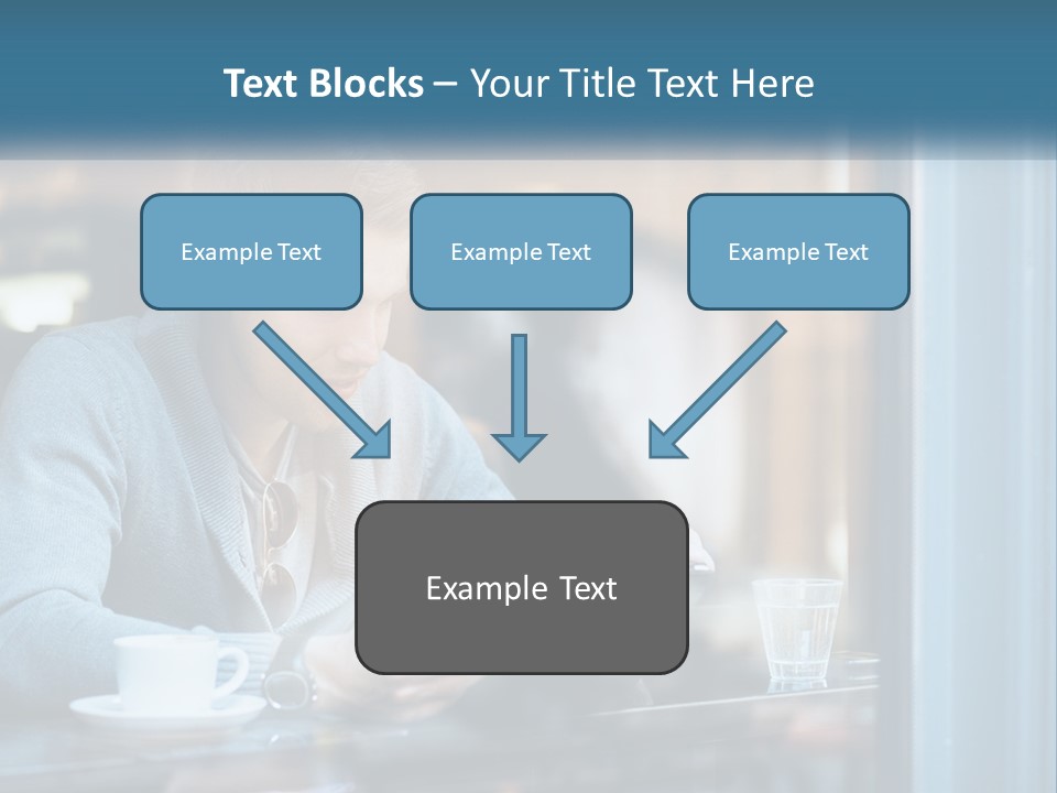 A Man Sitting At A Table Using A Tablet PowerPoint Template