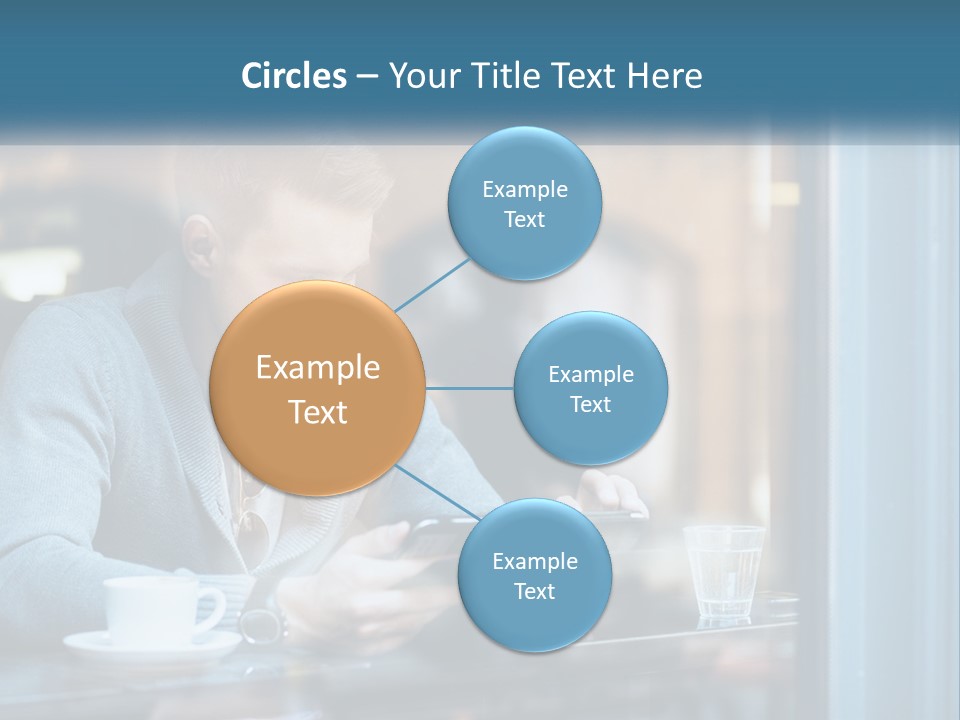 A Man Sitting At A Table Using A Tablet PowerPoint Template
