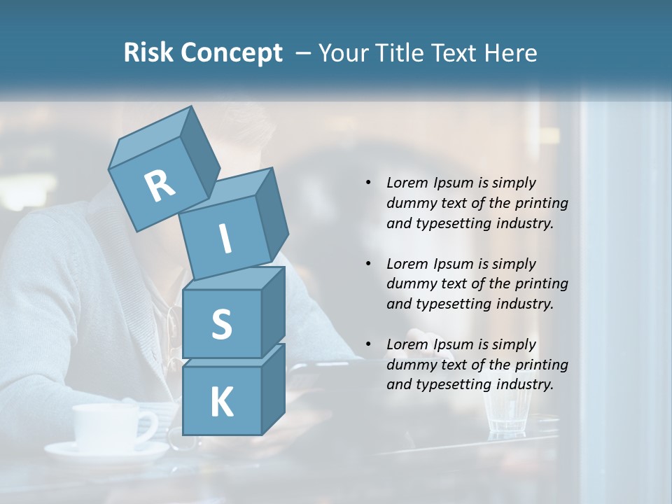 A Man Sitting At A Table Using A Tablet PowerPoint Template
