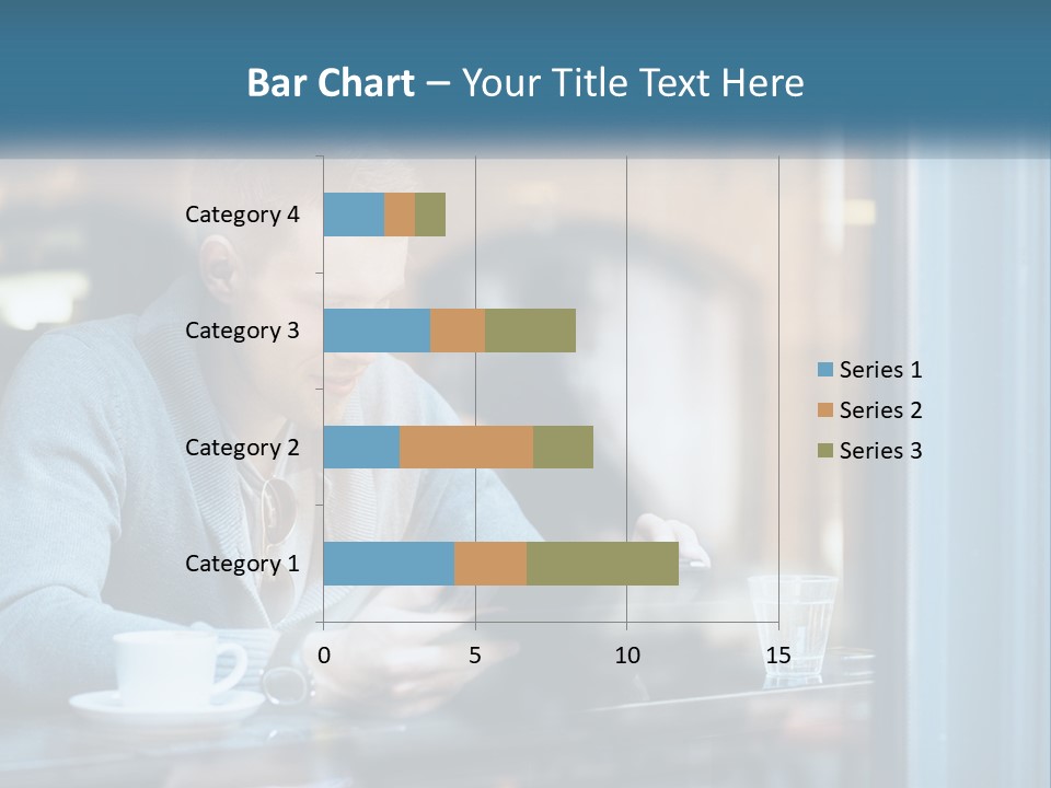 A Man Sitting At A Table Using A Tablet PowerPoint Template