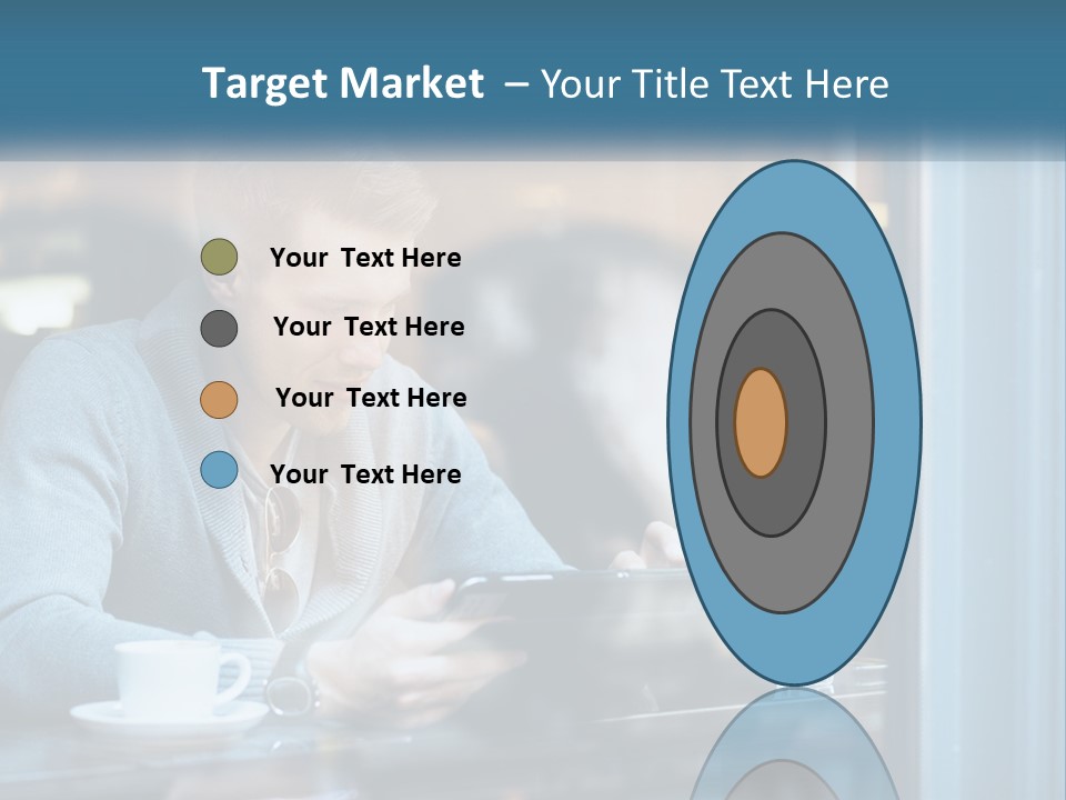 A Man Sitting At A Table Using A Tablet PowerPoint Template