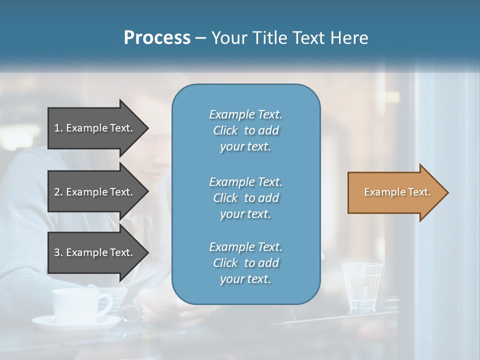 A Man Sitting At A Table Using A Tablet PowerPoint Template