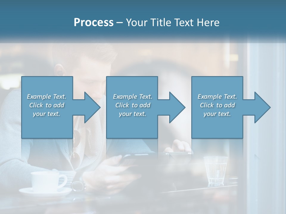 A Man Sitting At A Table Using A Tablet PowerPoint Template