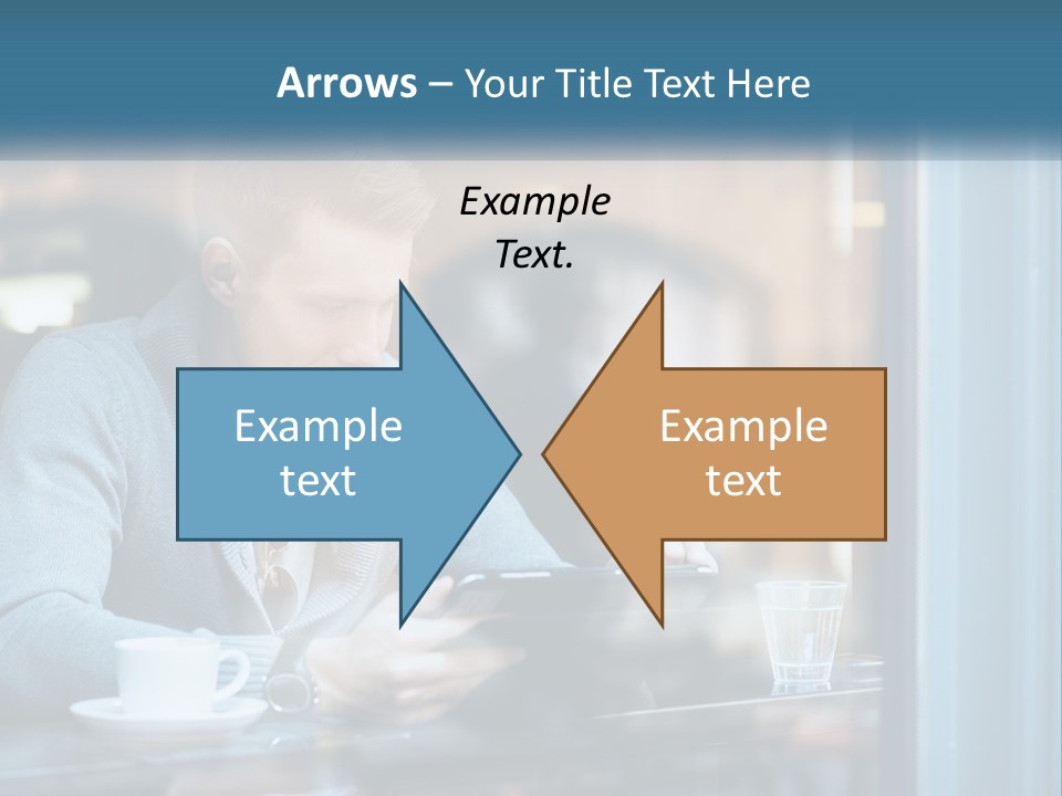 A Man Sitting At A Table Using A Tablet PowerPoint Template