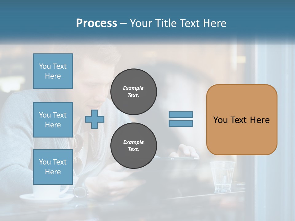A Man Sitting At A Table Using A Tablet PowerPoint Template