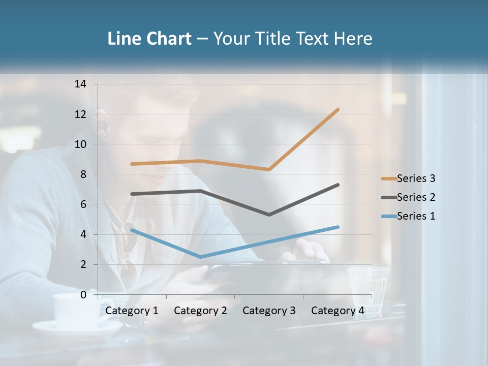 A Man Sitting At A Table Using A Tablet PowerPoint Template