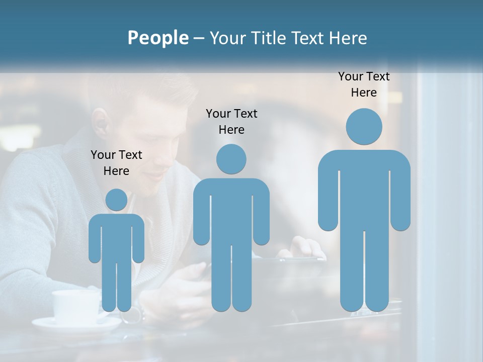 A Man Sitting At A Table Using A Tablet PowerPoint Template