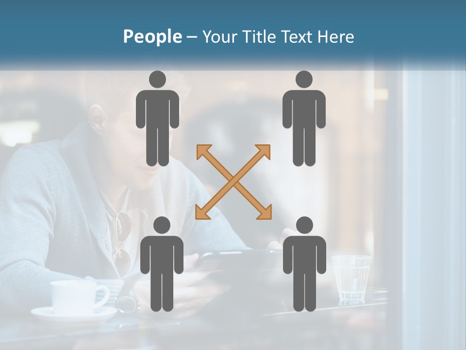 A Man Sitting At A Table Using A Tablet PowerPoint Template