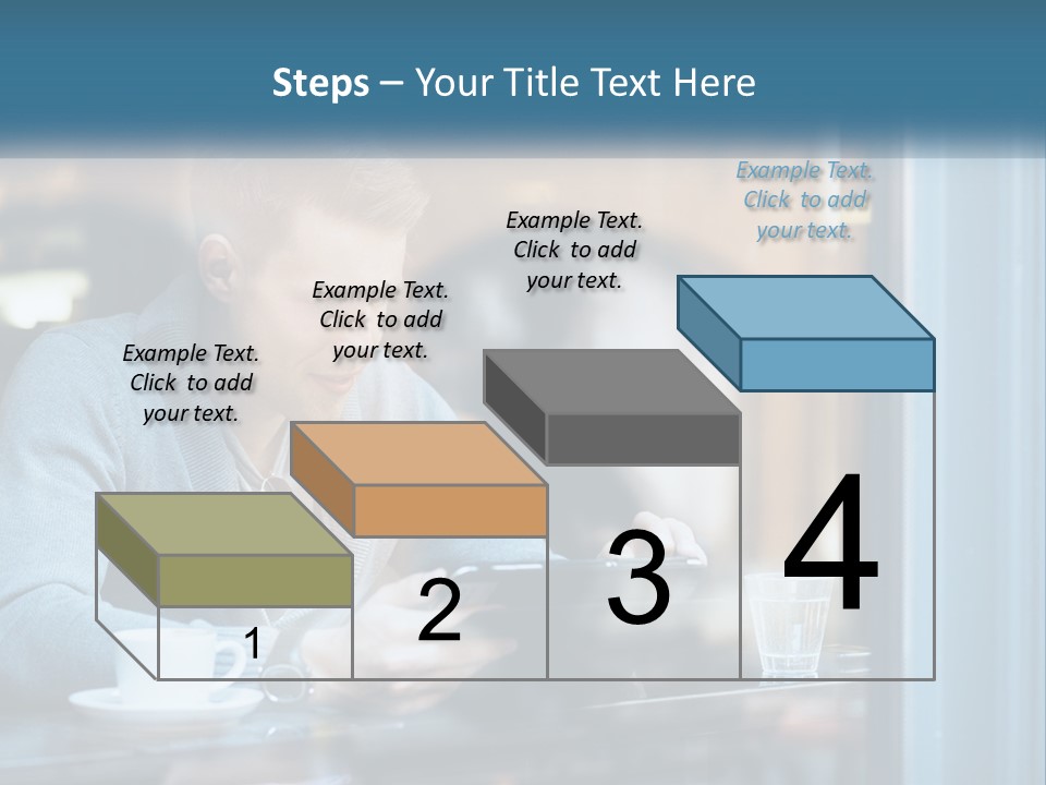 A Man Sitting At A Table Using A Tablet PowerPoint Template