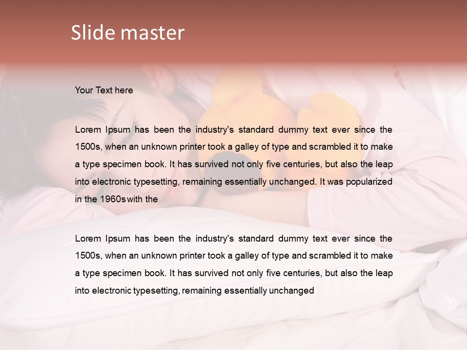 A Woman Laying In Bed With A Stuffed Animal PowerPoint Template