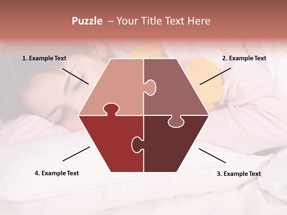 A Woman Laying In Bed With A Stuffed Animal PowerPoint Template