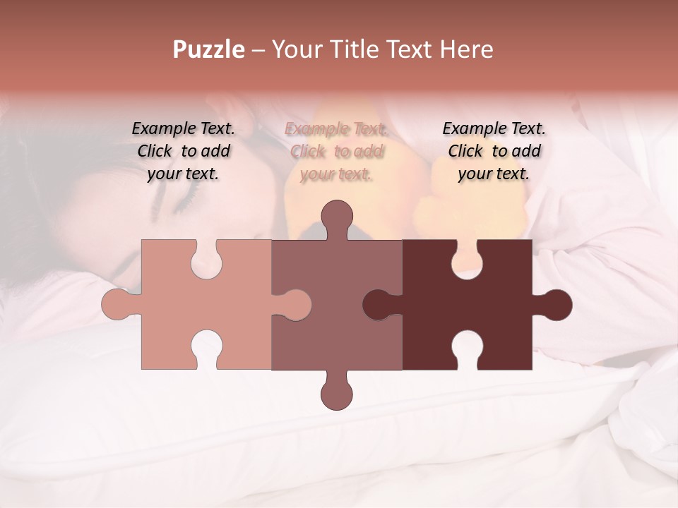 A Woman Laying In Bed With A Stuffed Animal PowerPoint Template