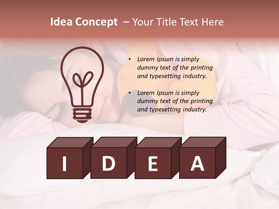 A Woman Laying In Bed With A Stuffed Animal PowerPoint Template