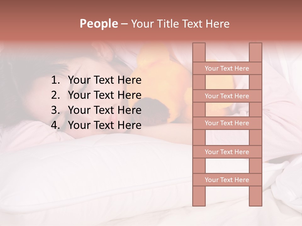 A Woman Laying In Bed With A Stuffed Animal PowerPoint Template