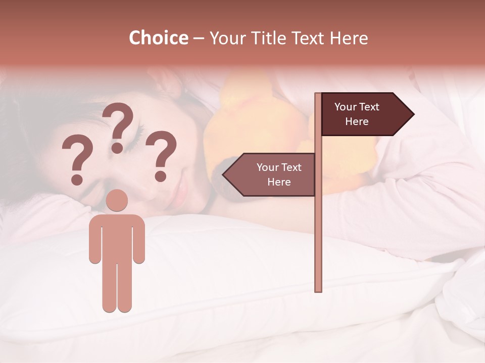 A Woman Laying In Bed With A Stuffed Animal PowerPoint Template