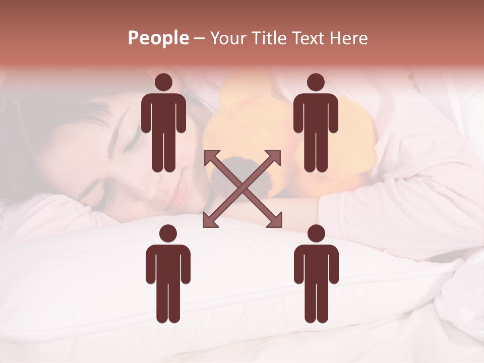 A Woman Laying In Bed With A Stuffed Animal PowerPoint Template