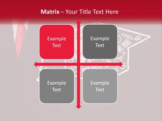 A Man In A Suit Holding A Chalkboard With A Graduation Cap On It PowerPoint Template