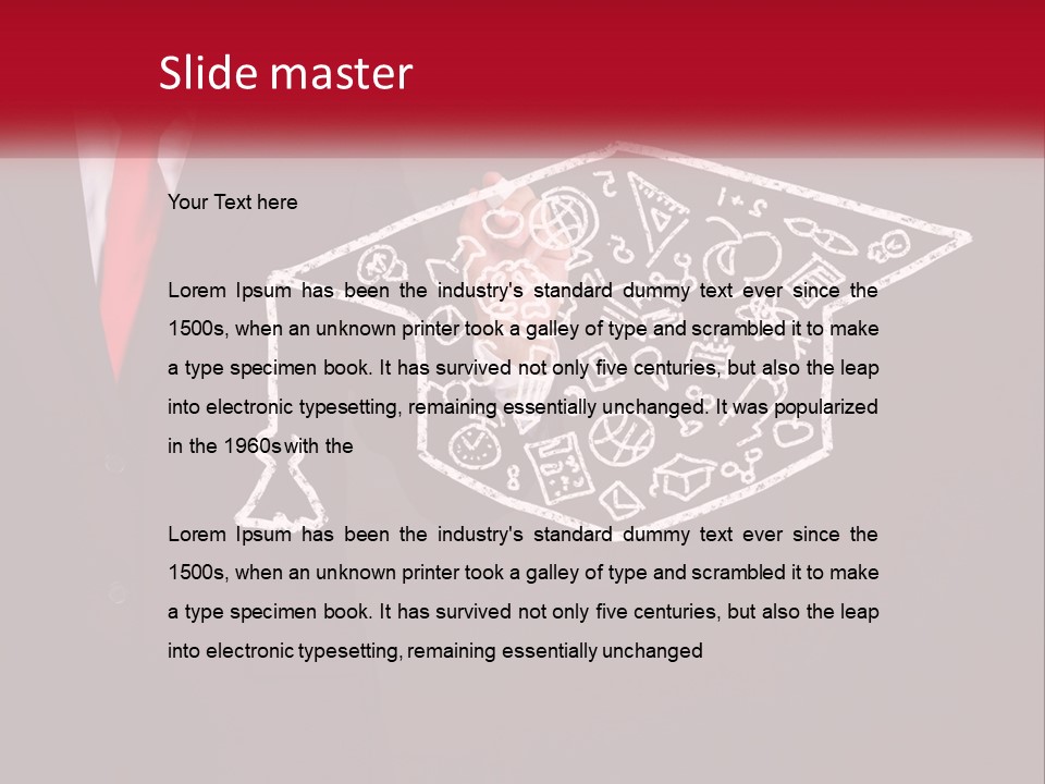 A Man In A Suit Holding A Chalkboard With A Graduation Cap On It PowerPoint Template