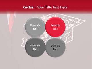 A Man In A Suit Holding A Chalkboard With A Graduation Cap On It PowerPoint Template