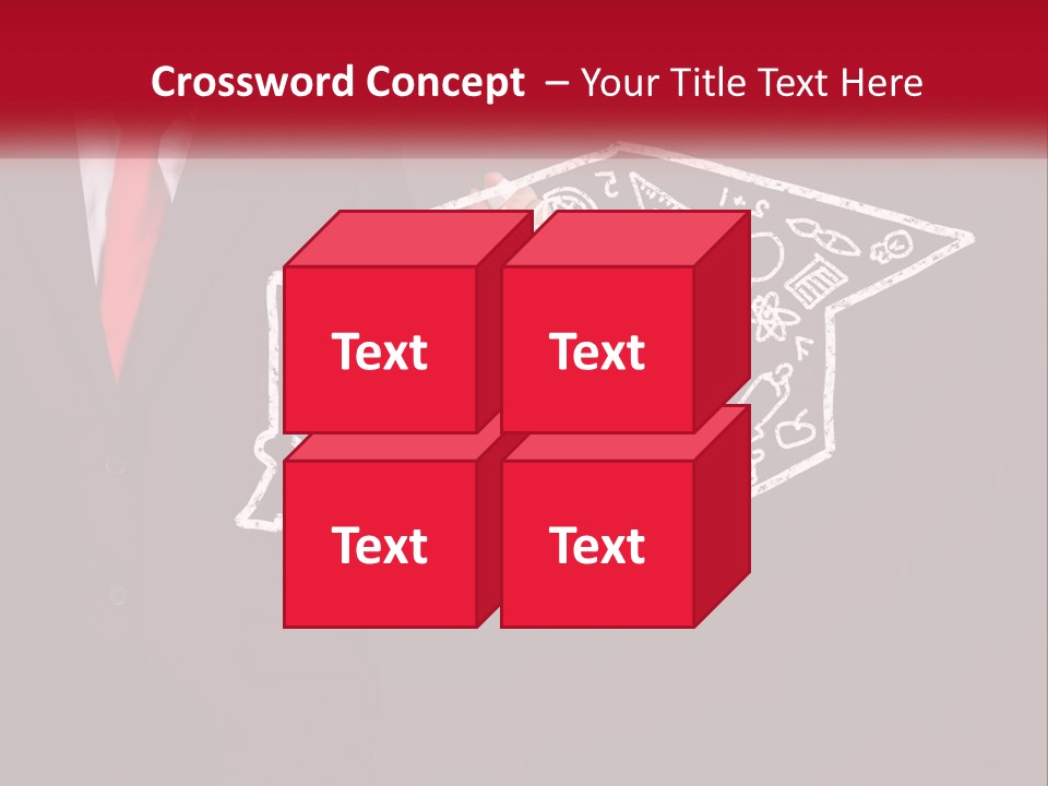 A Man In A Suit Holding A Chalkboard With A Graduation Cap On It PowerPoint Template