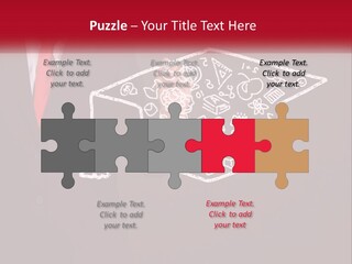 A Man In A Suit Holding A Chalkboard With A Graduation Cap On It PowerPoint Template