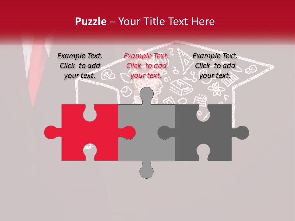 A Man In A Suit Holding A Chalkboard With A Graduation Cap On It PowerPoint Template