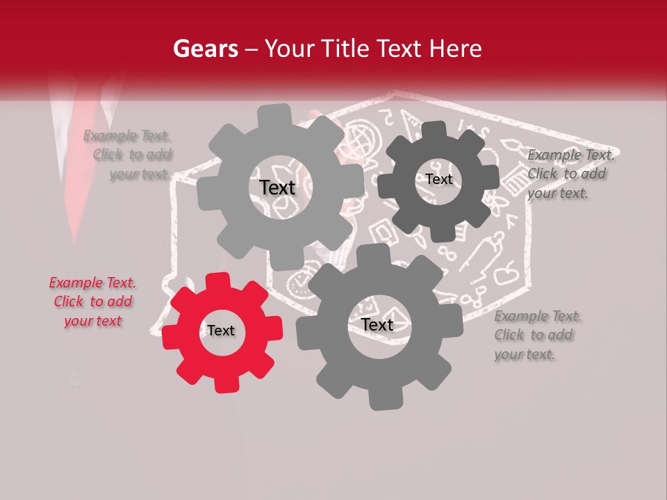 A Man In A Suit Holding A Chalkboard With A Graduation Cap On It PowerPoint Template