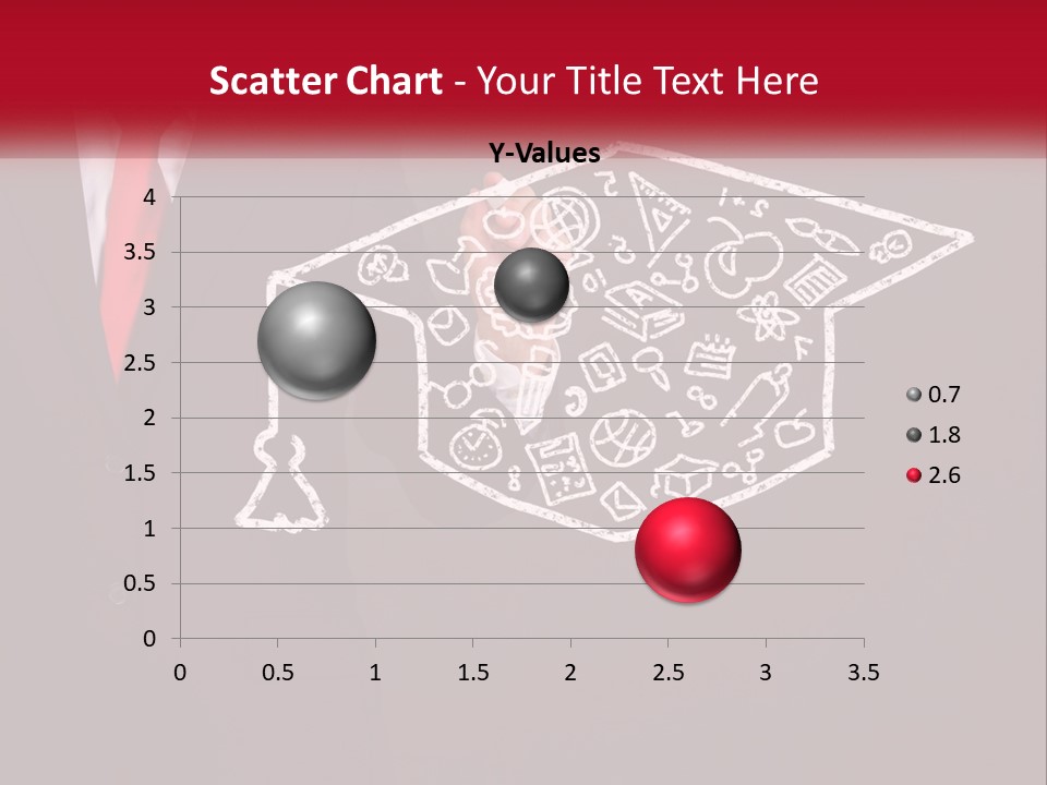 A Man In A Suit Holding A Chalkboard With A Graduation Cap On It PowerPoint Template
