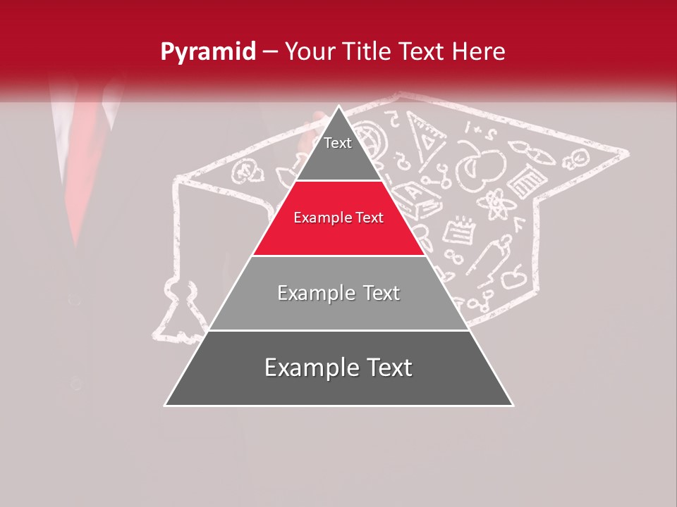 A Man In A Suit Holding A Chalkboard With A Graduation Cap On It PowerPoint Template