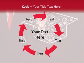 A Man In A Suit Holding A Chalkboard With A Graduation Cap On It PowerPoint Template