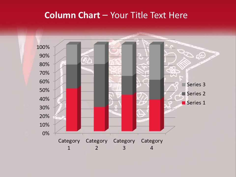 A Man In A Suit Holding A Chalkboard With A Graduation Cap On It PowerPoint Template