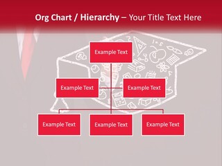 A Man In A Suit Holding A Chalkboard With A Graduation Cap On It PowerPoint Template