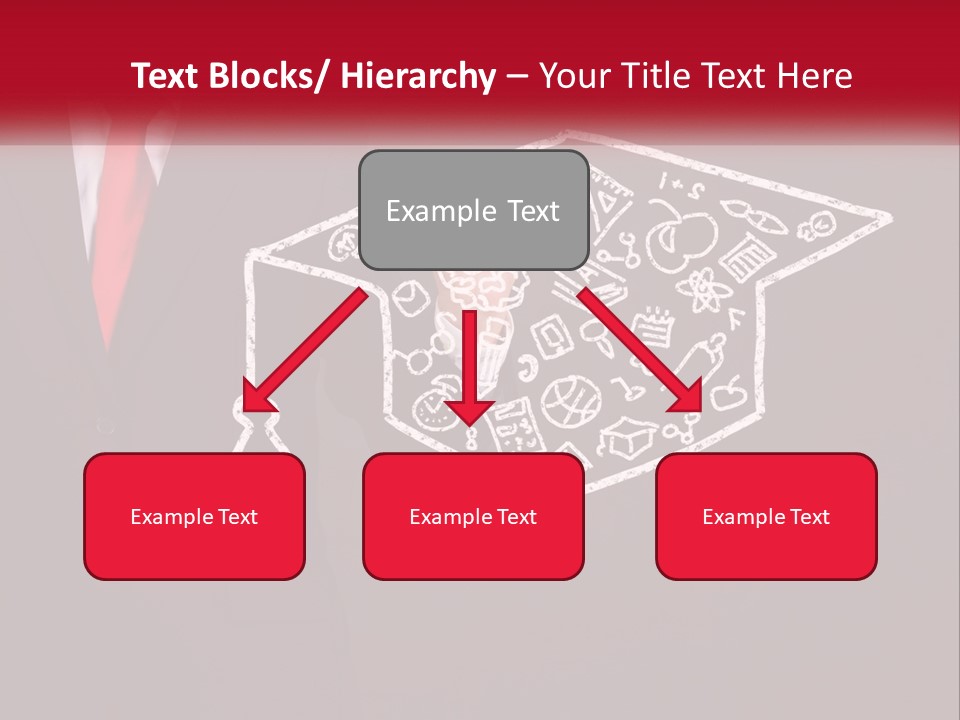 A Man In A Suit Holding A Chalkboard With A Graduation Cap On It PowerPoint Template