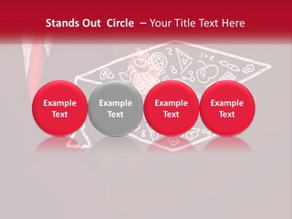 A Man In A Suit Holding A Chalkboard With A Graduation Cap On It PowerPoint Template