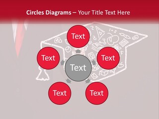 A Man In A Suit Holding A Chalkboard With A Graduation Cap On It PowerPoint Template