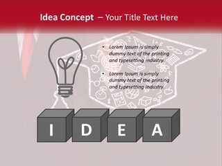 A Man In A Suit Holding A Chalkboard With A Graduation Cap On It PowerPoint Template