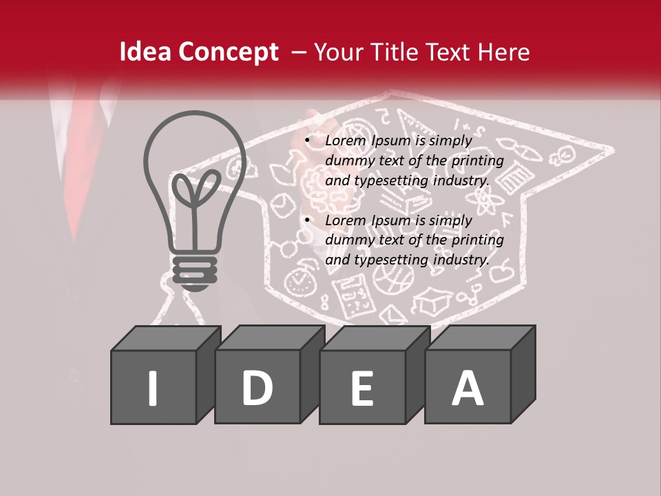 A Man In A Suit Holding A Chalkboard With A Graduation Cap On It PowerPoint Template