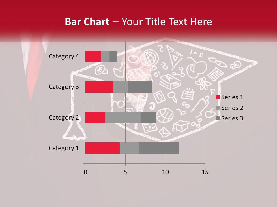 A Man In A Suit Holding A Chalkboard With A Graduation Cap On It PowerPoint Template