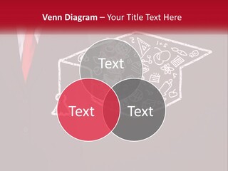 A Man In A Suit Holding A Chalkboard With A Graduation Cap On It PowerPoint Template