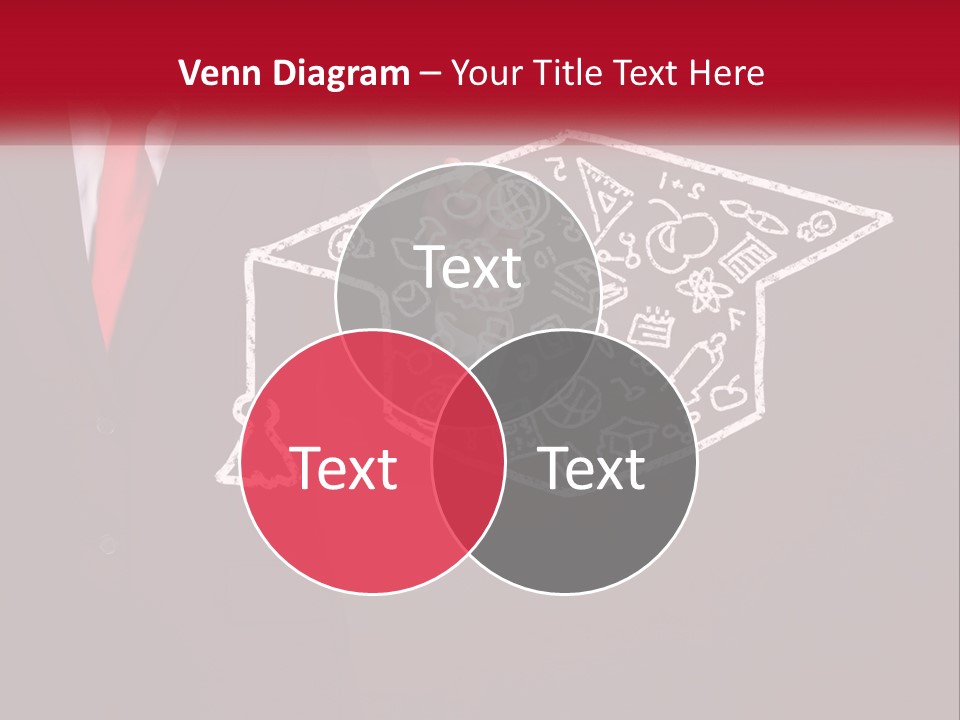 A Man In A Suit Holding A Chalkboard With A Graduation Cap On It PowerPoint Template