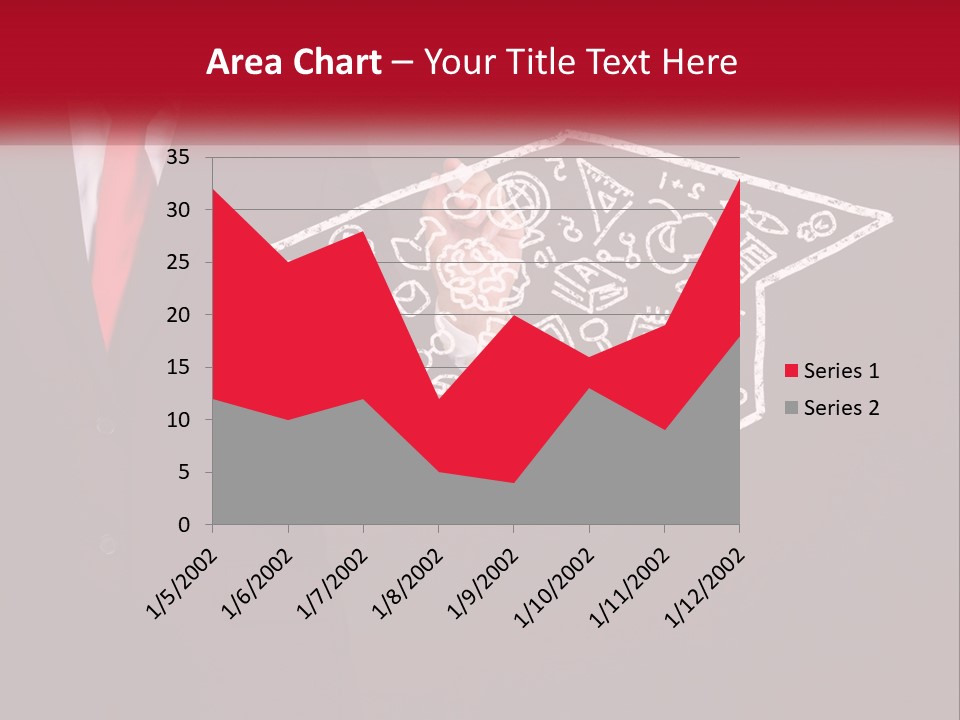 A Man In A Suit Holding A Chalkboard With A Graduation Cap On It PowerPoint Template