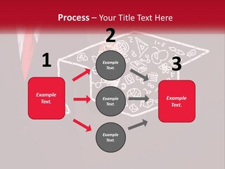 A Man In A Suit Holding A Chalkboard With A Graduation Cap On It PowerPoint Template