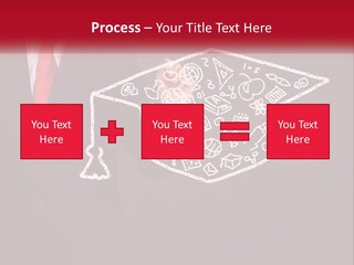 A Man In A Suit Holding A Chalkboard With A Graduation Cap On It PowerPoint Template