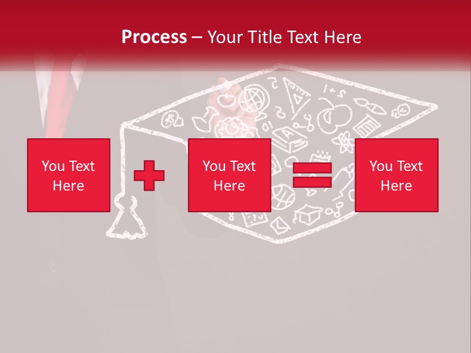 A Man In A Suit Holding A Chalkboard With A Graduation Cap On It PowerPoint Template