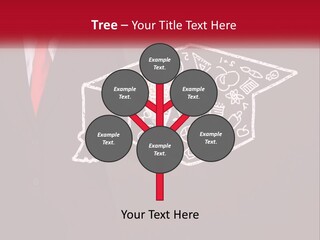 A Man In A Suit Holding A Chalkboard With A Graduation Cap On It PowerPoint Template