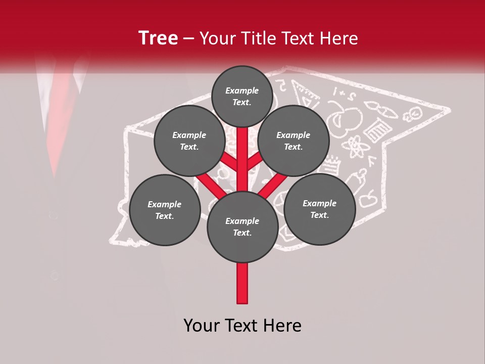 A Man In A Suit Holding A Chalkboard With A Graduation Cap On It PowerPoint Template