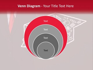 A Man In A Suit Holding A Chalkboard With A Graduation Cap On It PowerPoint Template